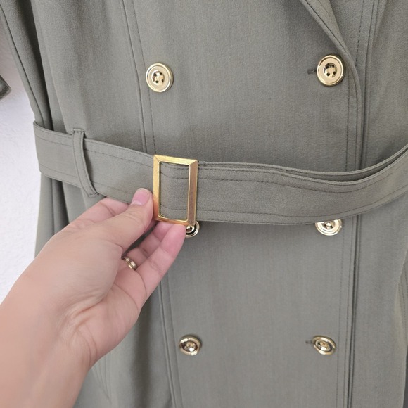 NWOT Sharagano Double Breasted Trench Coat Dress Sz 8 Olive Career Wear Office‎ - Picture 4 of 9
